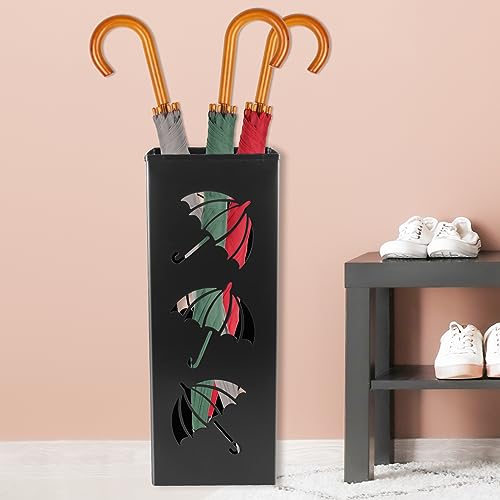 Abizarch Regenschirmhalter aus Metall, stehend, dekorativer Regenschirmhalter, Mehrzweck-Gehstöcke, Halter für Regenschirm, Geschenkpapier, Eingang, Zuhause, Hotel, Büro (schwarz) von Abizarch
