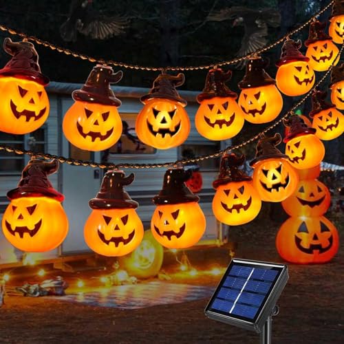 Abkshine Solar-Halloween-Kürbis-Lichter für Outdoor-Dekorationen, gruselige Kürbis-Lichterkette für Außen-Hof-Dekoration, Veranda, Camper, Party, Tür, Fenster, Halloween, Baumdekoration Abkshine Solar-Halloween-Kürbis-Lichter für Outdoor-Dekorationen, gruselige Kürbis-Lichterkette für Außen-Hof-Dekoration, Veranda, Camper, Party, Tür, Fenster, Halloween, Baumdekoration von Abkshine