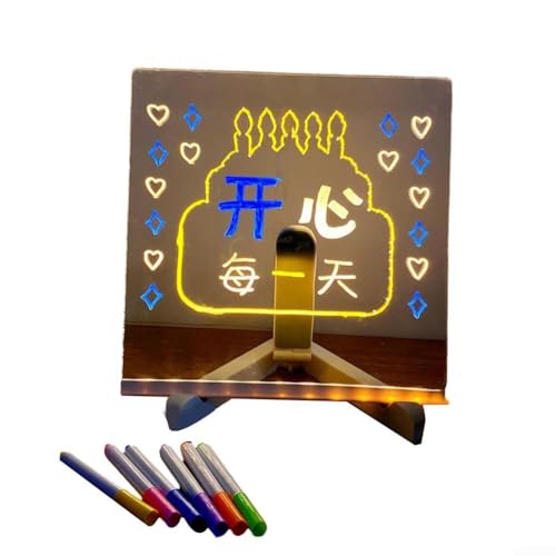 Tragbare Acryl-Schreibtafel zum Zeichnen und Lernen, leuchtende, löschbare Tafel mit Farbstiften (1) von Ableholy