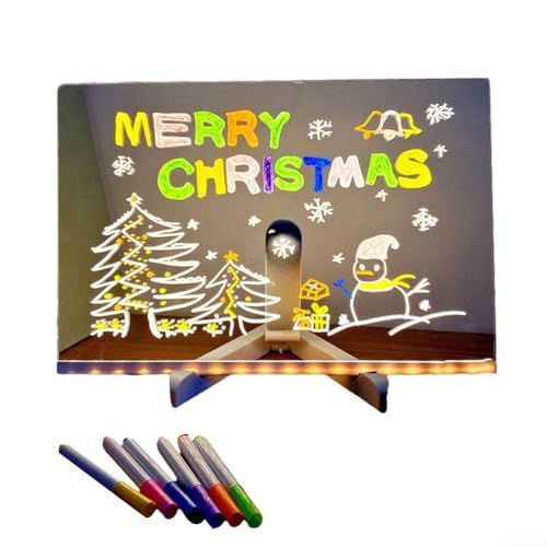 Tragbare Acryl-Schreibtafel zum Zeichnen und Lernen, leuchtende, löschbare Tafel mit Farbstiften (3) von Ableholy
