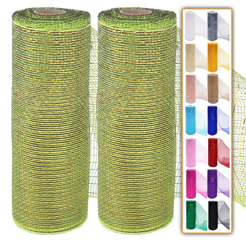 Moosgrüne Deko-Mesh-Bänder, 25,4 cm, 9,1 m, dekoratives Netzgewebe mit Folie für Kränze, Weihnachtsbaum, Band, Tür, Basteln, Halloween, Dekoration, Hochzeit, Party, Zubehör, Moosgrün, 2 Stück Moosgrüne Deko-Mesh-Bänder, 25,4 cm, 9,1 m, dekoratives Netzgewebe mit Folie für Kränze, Weihnachtsbaum, Band, Tür, Basteln, Halloween, Dekoration, Hochzeit, Party, Zubehör, Moosgrün, 2 Stück von Ableme Deco