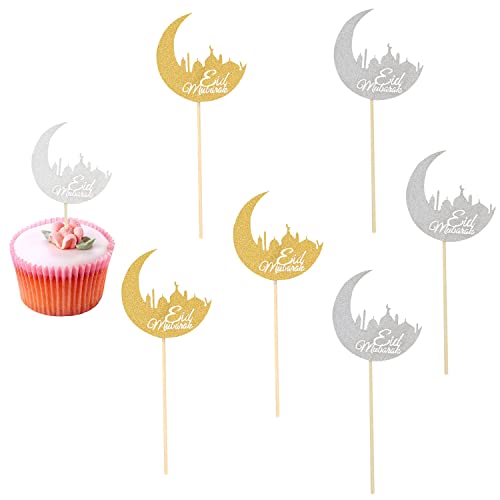 Abnaok 12 Stück Cupcake Topper, Cake Topper Happy Birthday Deko Torte Glitzer-Mond Eid Mubarak Topper Mubarak Ramadan Tortendeko Tortendeko Geburtstag Gold und Silber Abnaok 12 Stück Cupcake Topper, Cake Topper Happy Birthday Deko Torte Glitzer-Mond Eid Mubarak Topper Mubarak Ramadan Tortendeko Tortendeko Geburtstag Gold und Silber von Abnaok