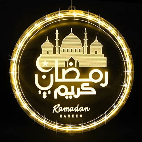 Abnaok Eid Ramadan Lichterkette,6.3 Zoll,Mubarak Home Lampe Dekorationen,LED Muslim Ramadan Lichter,Eid Ramadan Dekoratives Licht,Mond und Stern Islam Mubarak Dekoration für Outdoor Indoor von Abnaok