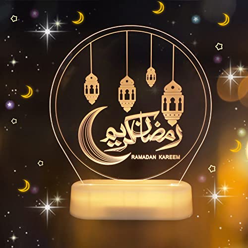 Abnaok DIY Lampe, Eid Ramadan Dekorative Fee Licht, Mubarak Ramadan LED Lampe, Muslim Nachtlicht, Ramadan Geschenke Handwerk Dekoration Für Festival, Party von Abnaok