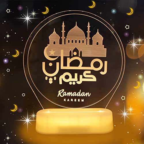 Abnaok DIY Lampe, Eid Ramadan Dekorative Fee Licht, Mubarak Ramadan LED Lampe, Muslim Nachtlicht, Geschenke Handwerk Dekoration Für Festival, Party von Abnaok