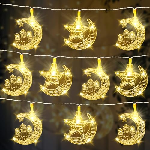 Abnaok Ramadan Lichterkette Deko 3M 20 Muslim Eid LED String, Eid Stern Mond Lichterketten Ramadan Lichter Deko Led von Abnaok