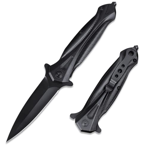 BEEK Schwarzes Klappmesser, Taschenmesser mit Clip, Einhandmesser, Outdoor Messer, EDC Messer, Geschenk für Männer von BEEK
