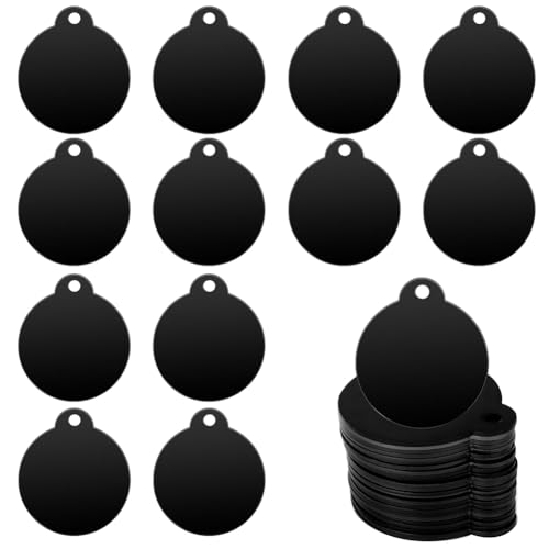 Aboiled 25er Pack Runde Leere Aluminiumetiketten Ca. 35 mm Prägeschablonen Gravurschablonen Metallschablonen Schlüsselanhänger Hundemarke von Aboiled