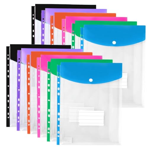 Aboiled Kunststoffumschläge, Ordnertaschen für Ringordner 3/4/11, Taschenordner, Erweiterbarer Dokumenten-Organizer mit Druckknopf und Etikett, 12er-Pack Aboiled Kunststoffumschläge, Ordnertaschen für Ringordner 3/4/11, Taschenordner, Erweiterbarer Dokumenten-Organizer mit Druckknopf und Etikett, 12er-Pack von Aboiled