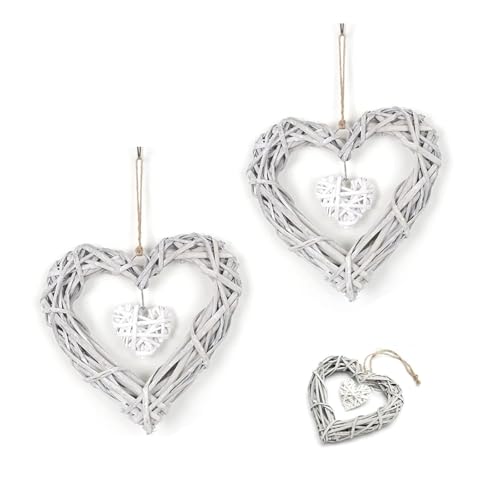 2 Stück Herz Rattan Anhänger, Weidenkranz Herz Rattan Anhänger, Fensterdeko Hängend Deko, Grau Hänger Weidenherz für Photo Wall Display Decor DIY Dekoration Hängen Wand Dekor Rahmen Grau Weiß 2 Stück Herz Rattan Anhänger, Weidenkranz Herz Rattan Anhänger, Fensterdeko Hängend Deko, Grau Hänger Weidenherz für Photo Wall Display Decor DIY Dekoration Hängen Wand Dekor Rahmen Grau Weiß von Abonana