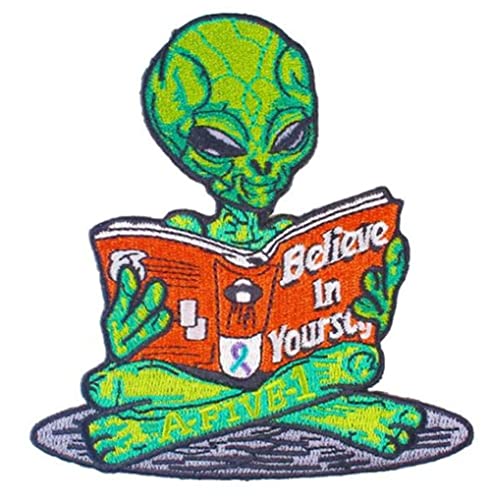 Alien-Patch UFO-Patch zum Aufbügeln, Aufnäher auf Kleidung, wärmeklebend, bestickte Patches für Kleidung, Alien-Patch für Kleidung, Jacken, Rock-Schädel, Bügelzubehör von Aboniton