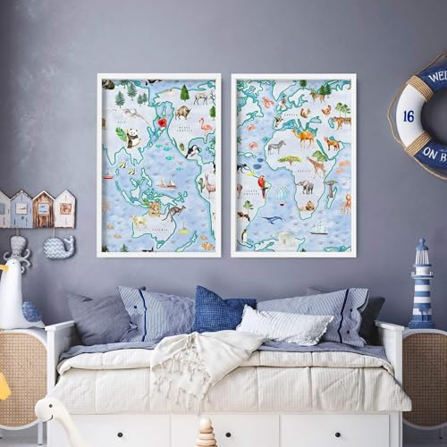 Wandkunst mit Rahmen für Kinder, Tiere Kinderzimmer gerahmte Wandbilder, Spielzimmer Baby Junge Wanddekoration, Kinderzimmer Dekor A4, A3, A2 weißer Rahmen A2 16.54 x 23.39 in / 42 x 59,4 cm Wandkunst mit Rahmen für Kinder, Tiere Kinderzimmer gerahmte Wandbilder, Spielzimmer Baby Junge Wanddekoration, Kinderzimmer Dekor A4, A3, A2 weißer Rahmen A2 16.54 x 23.39 in / 42 x 59,4 cm von About Wall Art