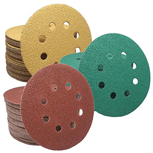 Schleifscheiben 125mm Klett mit 8 Löcher Schleifpapier P40-2000 für Exzenterschleifer Schleifpapier Schleifblätter Schleifpad (P1000, rot, 100) von Abralix
