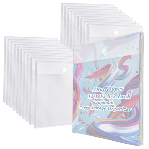 ABuff 30 Stück 30,5 x 30,5 cm Scrapbook-Papier-Organizer mit Klettverschluss, Kunststoff-Papierhalter, Bastelpapier, Aufbewahrung für Scrapbook-Papier, Vinylpapier, Fotos, Dokumente, transparent ABuff 30 Stück 30,5 x 30,5 cm Scrapbook-Papier-Organizer mit Klettverschluss, Kunststoff-Papierhalter, Bastelpapier, Aufbewahrung für Scrapbook-Papier, Vinylpapier, Fotos, Dokumente, transparent von Abuff