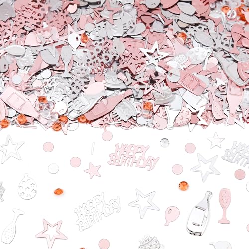 3000 Stück Roségold und Silber, Happy Birthday-Konfetti, mehrfarbiges Geburtstagskonfetti, Metallic-Folienballon-Konfettis, Tischdekorationen für Party, Babyparty, DIY Kunst und Handwerk, 30 g 3000 Stück Roségold und Silber, Happy Birthday-Konfetti, mehrfarbiges Geburtstagskonfetti, Metallic-Folienballon-Konfettis, Tischdekorationen für Party, Babyparty, DIY Kunst und Handwerk, 30 g von Abvsdu