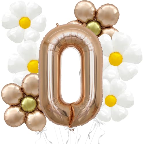 Daisy Balloons Groovy Birthday Decorations - 40 Inch Champagner Gold Number 0 Balloons - Daisy Balloon for Baby Shower Decor - Groovy Baby Birthday Decorations Daisy Balloons Groovy Birthday Decorations - 40 Inch Champagner Gold Number 0 Balloons - Daisy Balloon for Baby Shower Decor - Groovy Baby Birthday Decorations von Abxqa