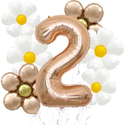 Daisy Balloons Groovy Birthday Decorations - 40 Inch Champagner Gold Number 2 Balloons - Daisy Balloon for Daisy Birthday Party Decoration - Two Groovy Birthday Party Decorations Daisy Balloons Groovy Birthday Decorations - 40 Inch Champagner Gold Number 2 Balloons - Daisy Balloon for Daisy Birthday Party Decoration - Two Groovy Birthday Party Decorations von Abxqa