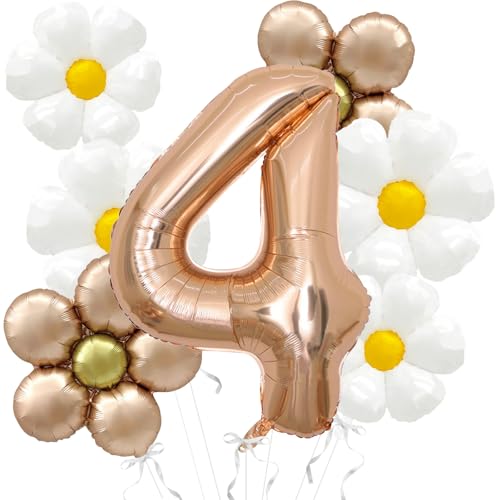 Daisy Balloons Groovy Birthday Decorations - 40 Inch Champagner Gold Number 4 Balloons - Daisy Balloon for Daisy Birthday Party Decoration - Groovy Birthday Party Decorations Daisy Balloons Groovy Birthday Decorations - 40 Inch Champagner Gold Number 4 Balloons - Daisy Balloon for Daisy Birthday Party Decoration - Groovy Birthday Party Decorations von Abxqa