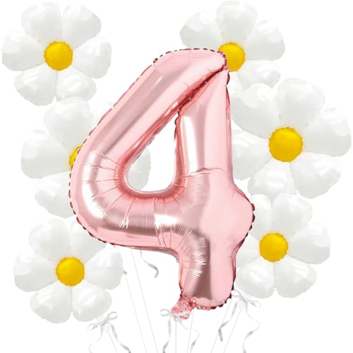 Daisy Balloons Groovy Birthday Decorations - 40 Inch Mylar Rose Gold Number 4 Balloons - Daisy Balloons for Daisy Birthday Party Decoration - Groovy Birthday Party Decorations Daisy Balloons Groovy Birthday Decorations - 40 Inch Mylar Rose Gold Number 4 Balloons - Daisy Balloons for Daisy Birthday Party Decoration - Groovy Birthday Party Decorations von Abxqa