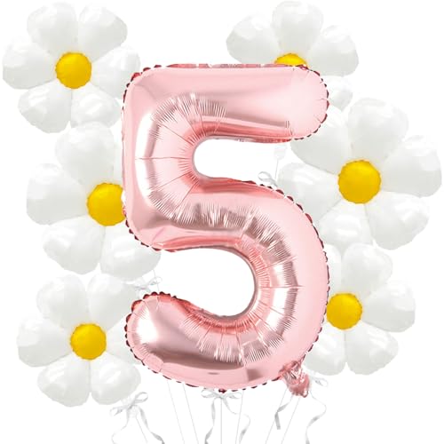 Daisy Balloons Groovy Birthday Decorations - 40 Inch Mylar Rose Gold Number 5 Balloons - Daisy Balloons for Daisy Birthday Party Decoration - Groovy Birthday Party Decorations Daisy Balloons Groovy Birthday Decorations - 40 Inch Mylar Rose Gold Number 5 Balloons - Daisy Balloons for Daisy Birthday Party Decoration - Groovy Birthday Party Decorations von Abxqa