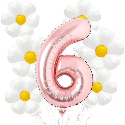Daisy Balloons Groovy Birthday Decorations - 40 Inch Mylar Rose Gold Number 6 Balloons - Daisy Balloons for Daisy Birthday Party Decoration - Groovy Birthday Party Decorations Daisy Balloons Groovy Birthday Decorations - 40 Inch Mylar Rose Gold Number 6 Balloons - Daisy Balloons for Daisy Birthday Party Decoration - Groovy Birthday Party Decorations von Abxqa