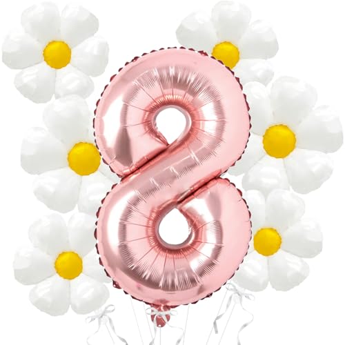 Daisy Balloons Groovy Birthday Decorations - 40 Inch Mylar Rose Gold Number 8 Balloons - Daisy Balloons for Daisy Birthday Party Decoration - Groovy Birthday Party Decorations Daisy Balloons Groovy Birthday Decorations - 40 Inch Mylar Rose Gold Number 8 Balloons - Daisy Balloons for Daisy Birthday Party Decoration - Groovy Birthday Party Decorations von Abxqa