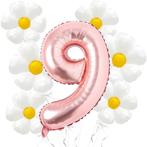 Daisy Balloons Groovy Birthday Decorations - 40 Inch Mylar Rose Gold Number 9 Balloons - Daisy Balloons for Daisy Birthday Party Decoration - Groovy Birthday Party Decorations Daisy Balloons Groovy Birthday Decorations - 40 Inch Mylar Rose Gold Number 9 Balloons - Daisy Balloons for Daisy Birthday Party Decoration - Groovy Birthday Party Decorations von Abxqa