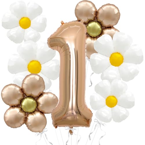 Daisy Balloons Groovy One Birthday Decorations - 40 Inch Champagne Gold Number 1 Balloons - Daisys Balloon for Daisy First Birthday Decoration - One Groovy Baby Birthday Decorations von Abxqa