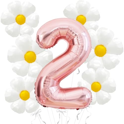 Daisy Balloons Groovy One Birthday Decorations - 40 Inch Mylar Rose Gold Number 2 Balloons - Daisy Balloons for Daisy Birthday Party Decoration - Two Groovy Birthday Decorations Daisy Balloons Groovy One Birthday Decorations - 40 Inch Mylar Rose Gold Number 2 Balloons - Daisy Balloons for Daisy Birthday Party Decoration - Two Groovy Birthday Decorations von Abxqa