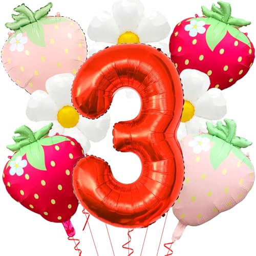 Erdbeerballons Beere Geburtstag Dekor - 40 Zoll Mylar Rot Zahl 3 Luftballons - Erdbeerballon für Erdbeere Geburtstagsdekorationen - Erdbeeren Thema Party Geburtstag Dekorationen Erdbeerballons Beere Geburtstag Dekor - 40 Zoll Mylar Rot Zahl 3 Luftballons - Erdbeerballon für Erdbeere Geburtstagsdekorationen - Erdbeeren Thema Party Geburtstag Dekorationen von Abxqa