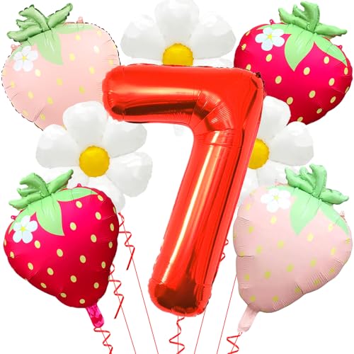 Erdbeerballons Beere Geburtstag Dekor - 40 Zoll Mylar Rot Zahl 7 Luftballons - Erdbeerballon für Erdbeere Geburtstagsdekorationen - Erdbeeren Thema Party Geburtstag Dekorationen Erdbeerballons Beere Geburtstag Dekor - 40 Zoll Mylar Rot Zahl 7 Luftballons - Erdbeerballon für Erdbeere Geburtstagsdekorationen - Erdbeeren Thema Party Geburtstag Dekorationen von Abxqa