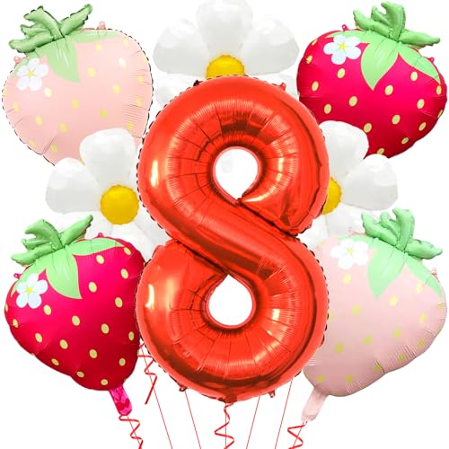 Erdbeerballons Beere Geburtstag Dekor - 40 Zoll Mylar Rot Zahl 8 Luftballons - Erdbeerballon für Erdbeere Geburtstag Dekorationen - Erdbeeren Thema Party Geburtstag Dekorationen Erdbeerballons Beere Geburtstag Dekor - 40 Zoll Mylar Rot Zahl 8 Luftballons - Erdbeerballon für Erdbeere Geburtstag Dekorationen - Erdbeeren Thema Party Geburtstag Dekorationen von Abxqa