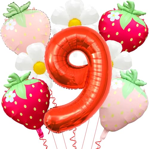 Erdbeerballons Beere Geburtstag Dekor - 40 Zoll Mylar Rot Zahl 9 Luftballons - Erdbeerballon für Erdbeere Geburtstagsdekorationen - Erdbeeren Thema Party Geburtstag Dekorationen Erdbeerballons Beere Geburtstag Dekor - 40 Zoll Mylar Rot Zahl 9 Luftballons - Erdbeerballon für Erdbeere Geburtstagsdekorationen - Erdbeeren Thema Party Geburtstag Dekorationen von Abxqa