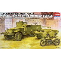 WWII Ground Vehicle Set-6 M3 Half Track & 1/4ton Amphibian Vehicle von Academy Plastic Model