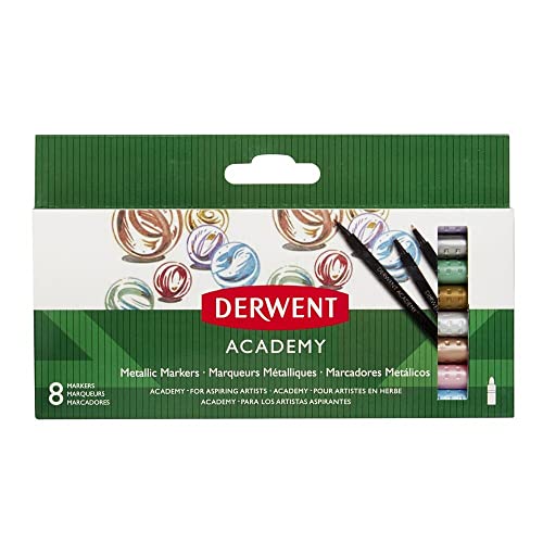 Derwent Academy 98212 Metallic-Marker, schimmernde Farben, 8 Stück von Derwent Academy