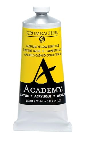 Grumbacher Academy Acrylfarbe, 90 ml, Metallröhre, Kadmiumgelb heller Farbton von Academy