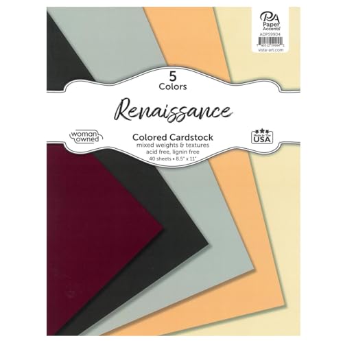 Accent Design Paper Accents Cardstock Sortimentspackung, 21,6 x 27,9 cm, 40 Blatt, Renaissance-Karton, Baupapier für Scrapbooking, Heimwerker und Kunstprojekte von Accent Design Paper Accents