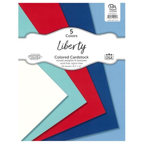 Accent Design Paper Accents Cardstock Sortimentspackung, 21,6 x 27,9 cm, 40 Blatt – Liberty farbiger Karton, Karton, Konstruktionspapier für Scrapbooking, DIY und Kunstprojekte von Accent Design Paper Accents