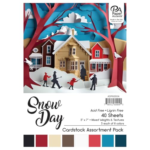Accent Design Paper Accents Karton-Sortimentspackung, 12,7 x 17,8 cm, 40 Blatt, farbiger Karton, Karton, Baupapier für Scrapbooking, Heimwerker und Kunstprojekte von Accent Design Paper Accents