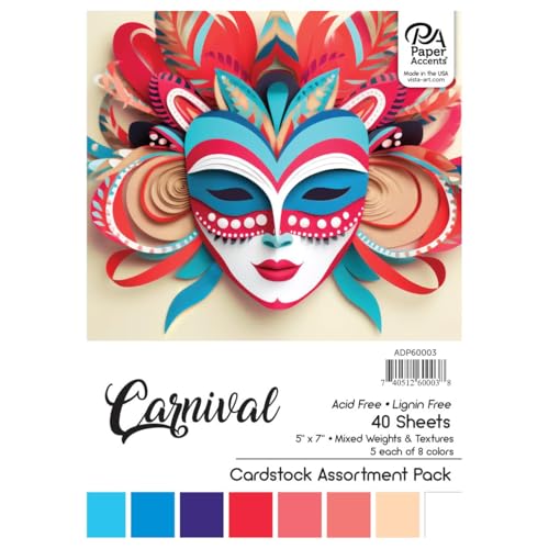 Accent Design Paper Accents Karton-Sortimentspackung, 12,7 x 17,8 cm, 40 Blatt, karnevaler Karton, Karton, Baupapier für Scrapbooking, Heimwerker und Kunstprojekte von Accent Design Paper Accents