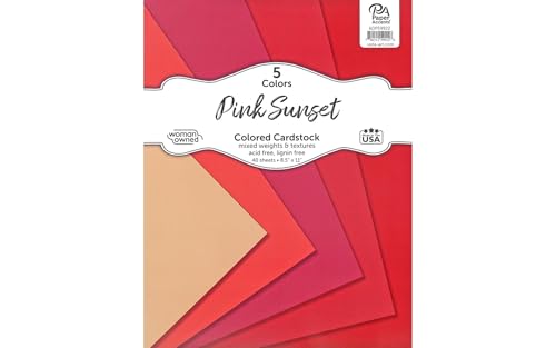 Accent Design Paper Accents Karton-Sortimentspackung, 21,6 x 27,9 cm, 40 Blatt, rosa Sonnenuntergang, Karton, Baupapier für Scrapbooking, Heimwerker und Kunstprojekte von Accent Design Paper Accents