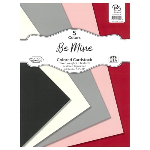 Accent Design Paper Accents Karton-Sortimentspackung, 21,6 x 27,9 cm, 40 Blatt – Be Mine farbiger Karton, Karton, Baupapier für Scrapbooking, Heimwerker und Kunstprojekte von Accent Design Paper Accents
