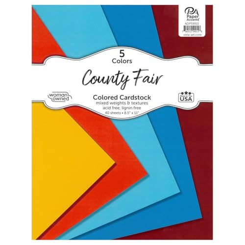 Accent Design Paper Accents Karton-Sortimentspackung, 21,6 x 27,9 cm, 40 Blatt – County Fair farbiger Karton, Karton, Baupapier für Scrapbooking, Heimwerker und Kunstprojekte von Accent Design Paper Accents