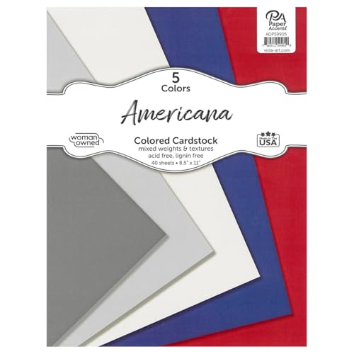 Accent Design Paper Accents Karton-Sortimentspackung, 21,6 x 27,9 cm, 40 Blatt – amerikanischer Karton, Karton, Baupapier für Scrapbooking, Heimwerker und Kunstprojekte von Accent Design Paper Accents