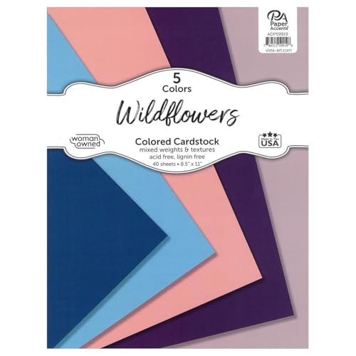 Accent Design Paper Accents Karton-Sortimentspackung, 21,6 x 27,9 cm, 40 Blatt – farbiger Karton, Karton, Baupapier für Scrapbooking, Heimwerker und Kunstprojekte von Accent Design Paper Accents