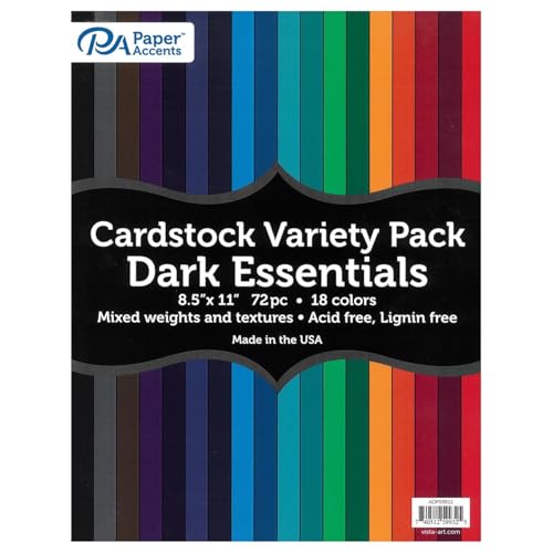 Accent Design Paper Accents Karton-Sortimentspackung, 21,6 x 27,9 cm, 72 Blatt – Dark Essentials farbiger Karton, Karton, Konstruktionspapier für Scrapbooking, Heimwerker und Kunstprojekte Accent Design Paper Accents Karton-Sortimentspackung, 21,6 x 27,9 cm, 72 Blatt – Dark Essentials farbiger Karton, Karton, Konstruktionspapier für Scrapbooking, Heimwerker und Kunstprojekte von Accent Design Paper Accents