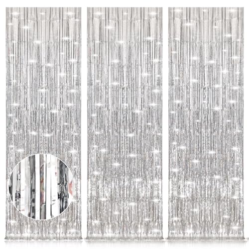 Accevo Silber Fringe Lametta Vorhang Party Dekorationen,3 Stück 1x2.5M Silber Folie Girlande Geburtstag für Graduation Deko Foto Hintergrund,Silber als Hochzeit Deko Geburtstag Luftschlangen. Accevo Silber Fringe Lametta Vorhang Party Dekorationen,3 Stück 1x2.5M Silber Folie Girlande Geburtstag für Graduation Deko Foto Hintergrund,Silber als Hochzeit Deko Geburtstag Luftschlangen. von Accevo