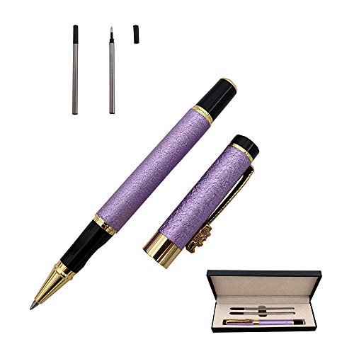 Accod Classic Business Metall-Kugelschreiber Signature Pen Tintenroller Gelschreiber High-End-Geschenkbox mit zwei baren Minen für Büro, Familie und Geschäftspartner (lila) von Accod