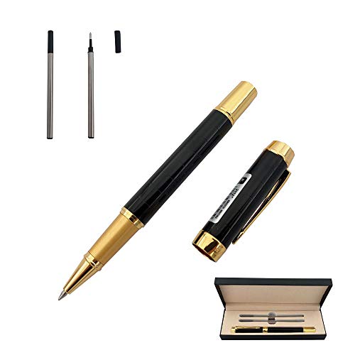 Accod Gel-Kugelschreiber mit schwarzer Tinte und zwei 0,5 mm schwarzen minen, für Büro, Geburtstag, Business und Party (Schwarz und Gold) von Accod