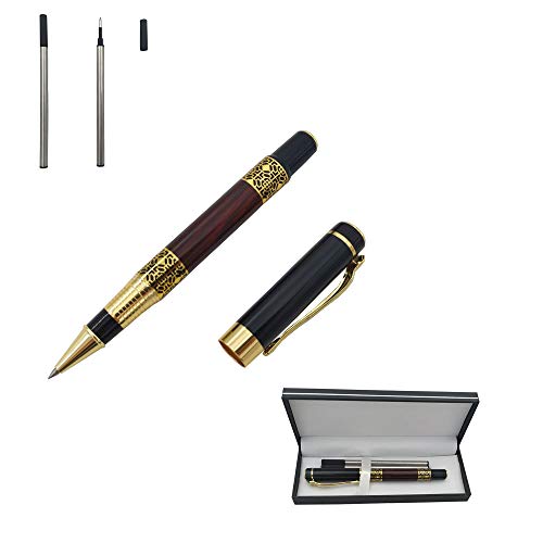 Accod Modischer Kugelschreiber aus Metall mit zwei baren minen, schönes Geschenk für Familie und Freunde, in Geschenkbox (schwarz und rot) von Accod